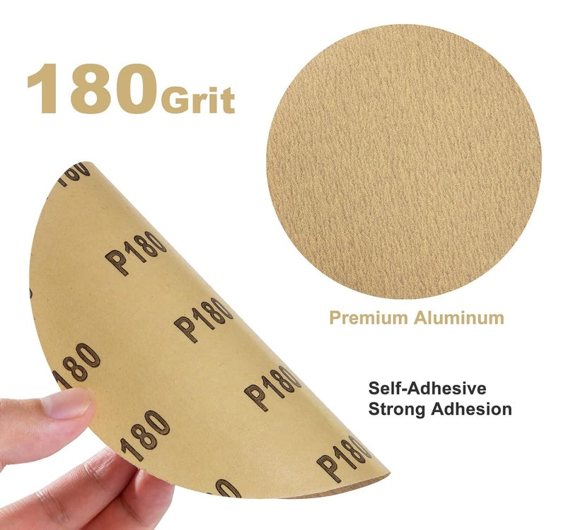 Shawya 100 PCS 6 inch PSA Sanding Discs 180 Grit Self Adhesive Sticky-Back Sandpaper for DA Sander Wood Metal Finishing Sand Papers Coarse-Cut Abrasive Sand Paper - Image 2